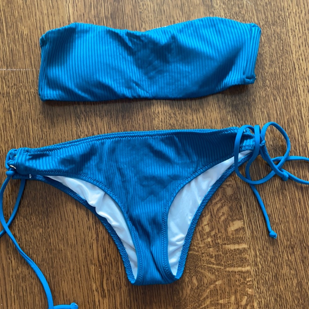 🔆Pink Victoria secret blue strapless bikini set